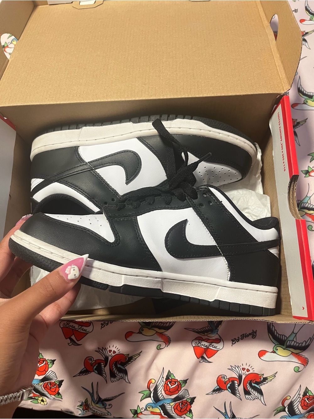 Nike Black and White Low-Top Sneakers with Swoosh